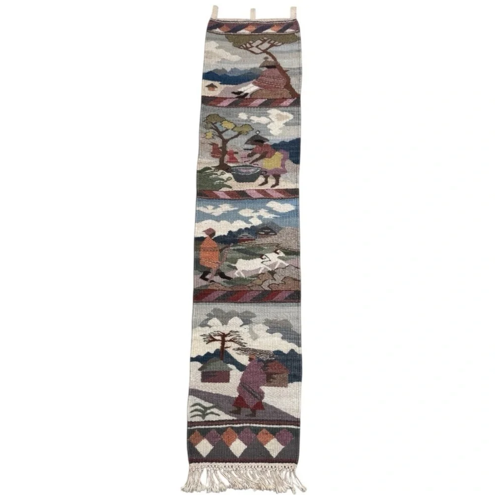Tapestry Wall Hanging Mohair Wool Large African Lesotho Hand-Woven Figurative